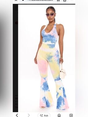 Get In The Groove Tie Dye Jumpsuit - Blue/combo
